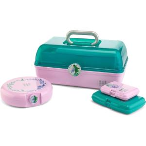 imageCaboodles OnTheGo Girl Makeup Box Wicked For Good Glinda Glam Limited Edition Hard Plastic Makeup Organizer Box BuiltIn Mirror Secure Latch Includes a WickedThemed Sticker SheetTeal Lavender