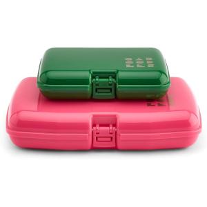 imageCaboodles OnTheGo Girl Makeup Box Wicked For Good Glinda Glam Limited Edition Hard Plastic Makeup Organizer Box BuiltIn Mirror Secure Latch Includes a WickedThemed Sticker SheetWicked  Pink  Green