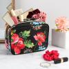 imageConair Makeup Bag Large Double Zip Toiletry and Cosmetic Bag Perfect Size for Use At Home or Travel Double Zip Organizer Shape in BlackBlack Floral