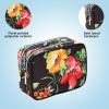 imageConair Makeup Bag Large Double Zip Toiletry and Cosmetic Bag Perfect Size for Use At Home or Travel Double Zip Organizer Shape in BlackBlack Floral