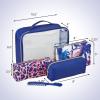 imageConair Makeup Bag Large Double Zip Toiletry and Cosmetic Bag Perfect Size for Use At Home or Travel Double Zip Organizer Shape in BlackBlue Palm