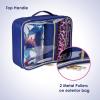 imageConair Makeup Bag Large Double Zip Toiletry and Cosmetic Bag Perfect Size for Use At Home or Travel Double Zip Organizer Shape in BlackBlue Palm