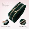 imageConair Makeup Bag Large Double Zip Toiletry and Cosmetic Bag Perfect Size for Use At Home or Travel Double Zip Organizer Shape in BlackEvergreen