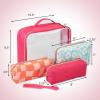 imageConair Makeup Bag Large Double Zip Toiletry and Cosmetic Bag Perfect Size for Use At Home or Travel Double Zip Organizer Shape in BlackPink  Daisy Print