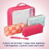 imageConair Makeup Bag Large Double Zip Toiletry and Cosmetic Bag Perfect Size for Use At Home or Travel Double Zip Organizer Shape in BlackPink  Daisy Print