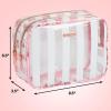 imageConair Makeup Bag Large Double Zip Toiletry and Cosmetic Bag Perfect Size for Use At Home or Travel Double Zip Organizer Shape in BlackPink  White Stripe