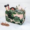 imageConair Makeup Bag Large Double Zip Toiletry and Cosmetic Bag Perfect Size for Use At Home or Travel Double Zip Organizer Shape in BlackPink Palm