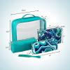 imageConair Makeup Bag Large Double Zip Toiletry and Cosmetic Bag Perfect Size for Use At Home or Travel Double Zip Organizer Shape in BlackTeal Palm