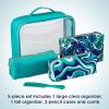imageConair Makeup Bag Large Double Zip Toiletry and Cosmetic Bag Perfect Size for Use At Home or Travel Double Zip Organizer Shape in BlackTeal Palm