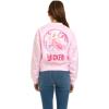 imageWicked womens Wicked Glinda Womens Ladies ampamp Juniors Pink Satin Bomber Jacket With Embroidery ampamp Metallic Foil Back PrintLight Pink