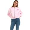 imageWicked womens Wicked Glinda Womens Ladies ampamp Juniors Pink Satin Bomber Jacket With Embroidery ampamp Metallic Foil Back PrintLight Pink