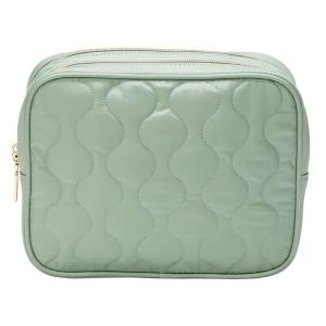 imageConair Makeup Bag Large Double Zip Toiletry and Cosmetic Bag Perfect Size for Use At Home or Travel Double Zip Organizer Shape in BlackSage Green