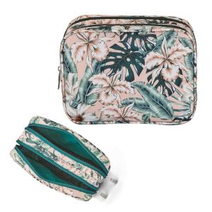 imageConair Makeup Bag Large Double Zip Toiletry and Cosmetic Bag Perfect Size for Use At Home or Travel Double Zip Organizer Shape in BlackTropical
