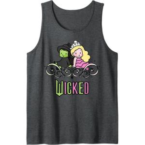 imageWicked Elphaba ampamp Glinda Together Playful Cartoon Style Tank TopDark Heather Grey