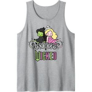 imageWicked Elphaba ampamp Glinda Together Playful Cartoon Style Tank TopHeather Grey
