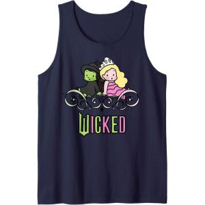 imageWicked Elphaba ampamp Glinda Together Playful Cartoon Style Tank TopNavy Blue