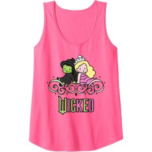 imageWicked Elphaba ampamp Glinda Together Playful Cartoon Style Tank TopNeon Pink
