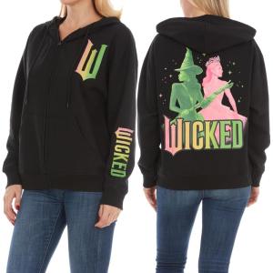 imageWicked womens Wicked Glinda ampamp Elphaba Womens Ladies ampamp Juniors Black Zip Multihit HoodieBlack