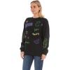 imageWicked Glinda ampamp Elphaba Womens Ladies ampamp Juniors Crewneck Sweatshirt with Embroidery ampamp Chenille Sleeve ampamp Back GraphicsBlack