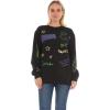 imageWicked Glinda ampamp Elphaba Womens Ladies ampamp Juniors Crewneck Sweatshirt with Embroidery ampamp Chenille Sleeve ampamp Back GraphicsBlack