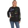 imageWicked Glinda ampamp Elphaba Womens Ladies ampamp Juniors Crewneck Sweatshirt with Embroidery ampamp Chenille Sleeve ampamp Back GraphicsBlack