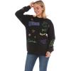 imageWicked Glinda ampamp Elphaba Womens Ladies ampamp Juniors Crewneck Sweatshirt with Embroidery ampamp Chenille Sleeve ampamp Back GraphicsBlack