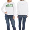 imageWicked Womens Ladies ampamp Juniors Cropped Hoodie with Green Foil Wicked Logo GraphicWhite