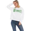 imageWicked Womens Ladies ampamp Juniors Cropped Hoodie with Green Foil Wicked Logo GraphicWhite