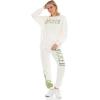 imageWicked Womens Ladies ampamp Juniors OffWhite 2Piece Crewneck ampamp Jogger Set with Screen Print ampamp Iridescent RhinestonesOffwhite