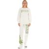 imageWicked Womens Ladies ampamp Juniors OffWhite 2Piece Crewneck ampamp Jogger Set with Screen Print ampamp Iridescent RhinestonesOffwhite