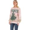 imageWicked womens Wicked Elphaba Womens Ladies ampamp Juniors Printed Wash Crewneck SweatshirtPinkcombo