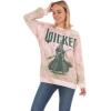 imageWicked womens Wicked Elphaba Womens Ladies ampamp Juniors Printed Wash Crewneck SweatshirtPinkcombo