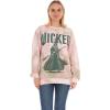 imageWicked womens Wicked Elphaba Womens Ladies ampamp Juniors Printed Wash Crewneck SweatshirtPinkcombo