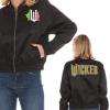 imageWicked womens Wicked Womens Ladies ampamp Juniors Satin Bomber Jacket With Embroidery Applique Patches ampamp Printed LiningBlack
