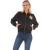 imageWicked womens Wicked Womens Ladies ampamp Juniors Satin Bomber Jacket With Embroidery Applique Patches ampamp Printed LiningBlack