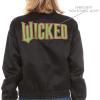 imageWicked womens Wicked Womens Ladies ampamp Juniors Satin Bomber Jacket With Embroidery Applique Patches ampamp Printed LiningBlack