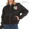 imageWicked womens Wicked Womens Ladies ampamp Juniors Satin Bomber Jacket With Embroidery Applique Patches ampamp Printed LiningBlack
