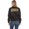imageWicked womens Wicked Womens Ladies ampamp Juniors Satin Bomber Jacket With Embroidery Applique Patches ampamp Printed LiningBlack