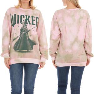 imageWicked womens Wicked Elphaba Womens Ladies ampamp Juniors Printed Wash Crewneck SweatshirtPinkcombo