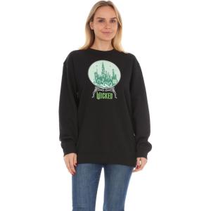 imageWicked womens Wicked Womens Ladies ampamp Juniors Black Crewneck Sweatshirt With Emerald City Vinyl Crystal Ball Glitter PrintBlack