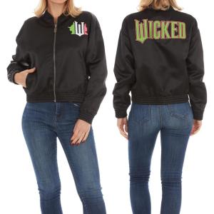 imageWicked womens Wicked Womens Ladies ampamp Juniors Satin Bomber Jacket With Embroidery Applique Patches ampamp Printed LiningBlack