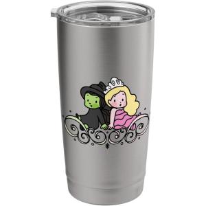 imageWicked Elphaba ampamp Glinda Together Playful Cartoon Style Stainless Steel Insulated TumblerBrushed Steel