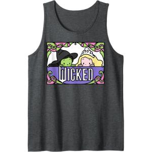 imageWicked Elphaba ampamp Glinda Peaking Playful Cartoon Style Tank TopDark Heather Grey