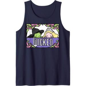 imageWicked Elphaba ampamp Glinda Peaking Playful Cartoon Style Tank TopNavy Blue