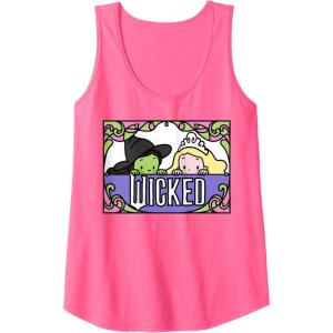 imageWicked Elphaba ampamp Glinda Peaking Playful Cartoon Style Tank TopNeon Pink
