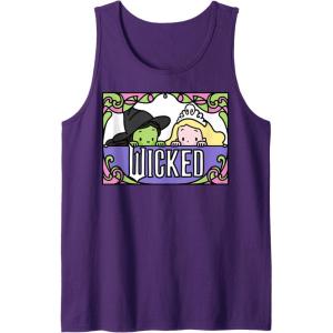 imageWicked Elphaba ampamp Glinda Peaking Playful Cartoon Style Tank TopPurple