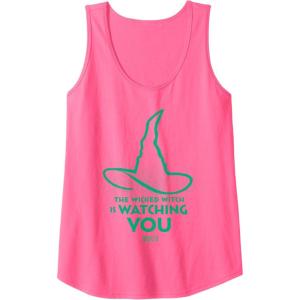 imageWicked For Good Elphaba Watchful Hat Tank TopNeon Pink