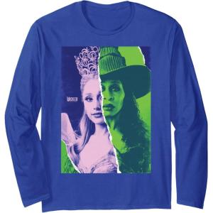 imageWicked for Good Glinda and Elphaba Split Portrait Long Sleeve TShirtRoyal Blue