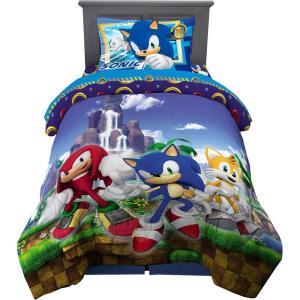 image:imageFranco Kids Bedding Super Soft Comforter and Sheet Set 4 Piece Twin Size BatmanSonic the Hedgehog  on the Move