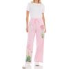 image:imageWicked Glinda amp Elphaba Womens Ladies amp Juniors Pink WideLeg Fleece Jogger PantsLight Pink